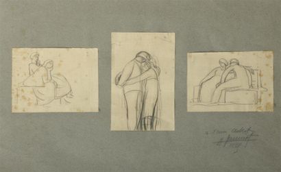 null Alfred Auguste JANNIOT (1889-1969) Trois études de personnages Dessins au crayon,...