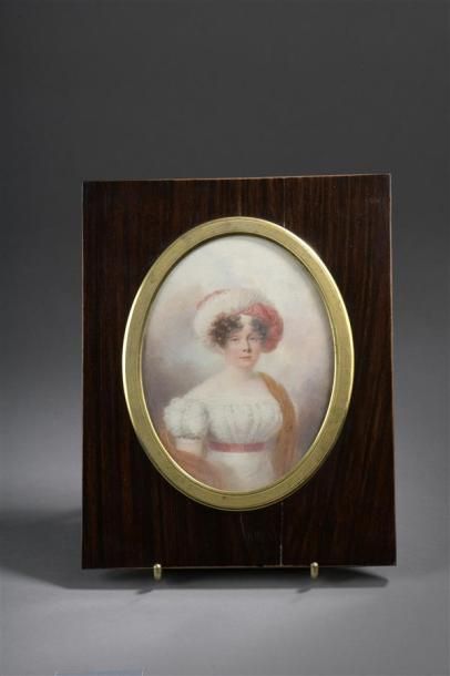 null E. W. THOMSON (né à Paris en 1770, mort à Londres en 1837) Portrait de femme...