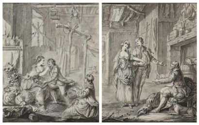 null François Marie Isidore QUEVERDO (Josselin 1748 - Paris 1797) Une paire : La...