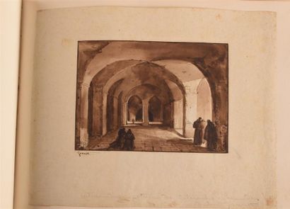 null Un album Amicorum du XIXème siècle comprenant 66 pages dont un dessin par François...