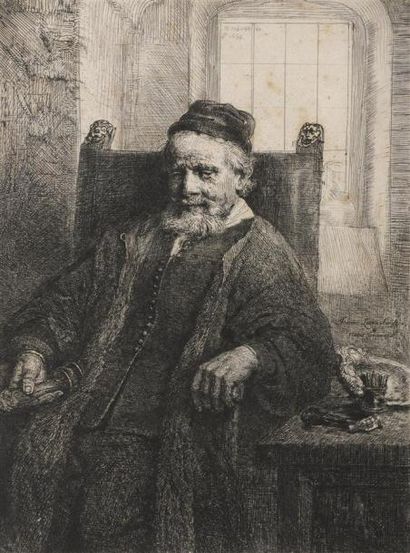 null Rembrandt Harmensz. VAN RIJN (1606-1669) Jan Lutma, orfèvre. 1656. Eau-forte,...