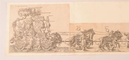 null Albrecht Dürer (1471-1528) (d'après) Le Char triomphal de Maximilien. Burin...