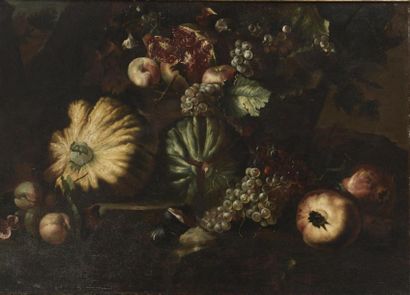 null Ecole NAPOLITAINE de la fin du XVII° siècle Nature morte aux fruits Huile sur...