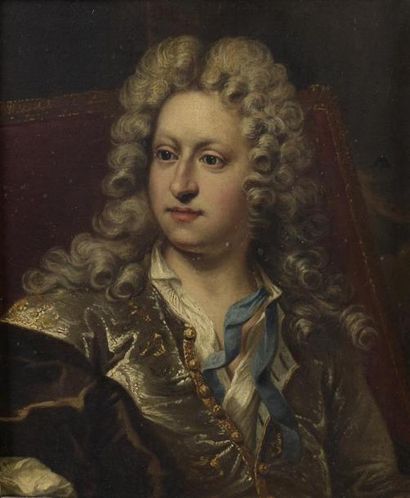 null Atelier de Hyacinthe RIGAUD (1659-1743) Portrait de jeune homme au ruban bleu...