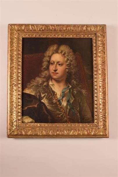 null Atelier de Hyacinthe RIGAUD (1659-1743) Portrait de jeune homme au ruban bleu...