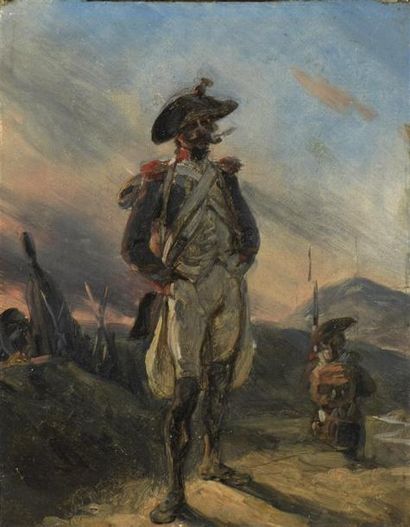 null Auguste Denis RAFFET (1804-1860) Un soldat de la Première République Huile sur...