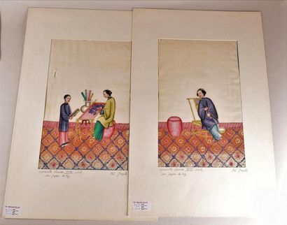 null CHINE, XIXe siècle

Quatre aquarelles sur papier, "Dames dans leur intérieur"

L....