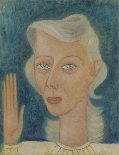 Marie VASSILIEFF (1884-1957) Portrait de Germaine Steanlet à la main levée
Huile...