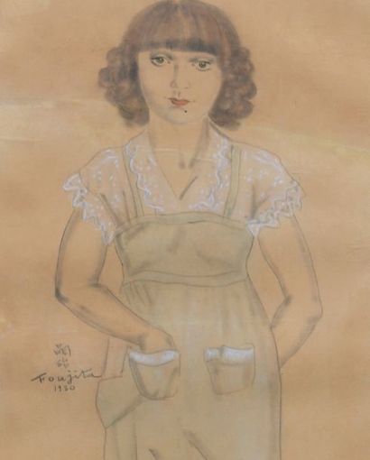 Léonard-Tsugouharu FOUJITA (1886-1968) «Portrait d'une jeune favorite», 1930 Mine...