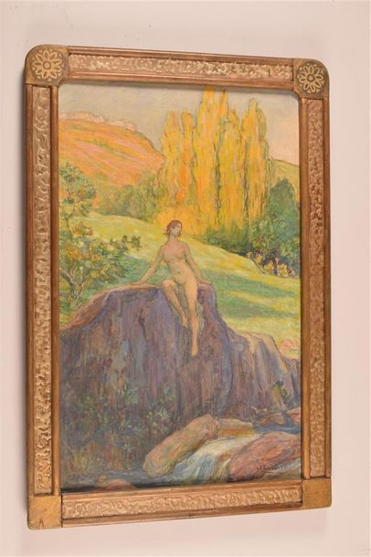 Henri CHARRIER (1859-1950) La nymphe au rocher
Huile sur toile, signée en bas à droite,...