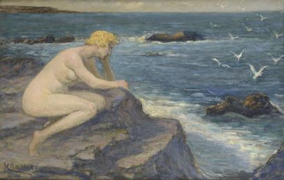 Henri CHARRIER (1859-1950) Sortie de bain
Huile sur toile, signé en bas à gauche,...