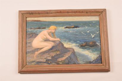 Henri CHARRIER (1859-1950) Sortie de bain
Huile sur toile, signé en bas à gauche,...