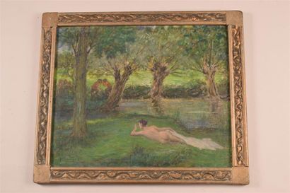 Henri CHARRIER (1859-1950) «Nymphe bocagère»
Huile sur toile marouflée sur carton,...