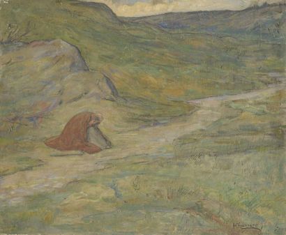 Henri CHARRIER (1859-1950) Le chemin de Damas; La prière
Huile sur toile, signée...