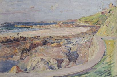 Henri CHARRIER (1859-1950) «Plage bretonne, Perros-Guirec»
Huile sur toile, signée...