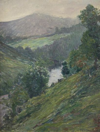 Henri CHARRIER (1859-1950) Paysage à Crozant
Huile sur panneau
H. 40 cm L. 31,5 ...