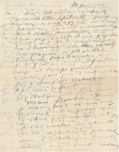 GUILLAUME APOLLINAIRE (1880/1918) Lettre autographe signée «G. de Kostrow.» [Kostrowitzky]...