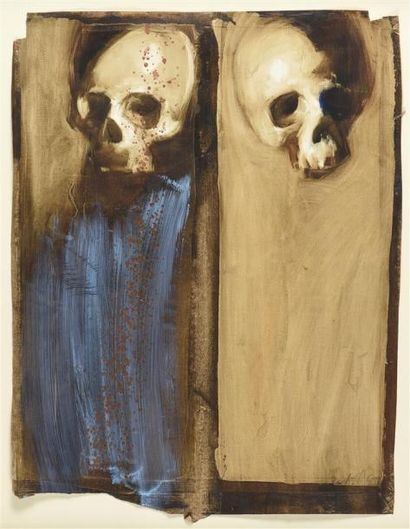 null Marie-Amélie GERMAIN (née en 1966)
Deux crânes, 1999
Acrylique sur papier déchiré,...