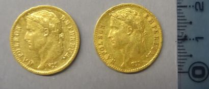 null FRANCE Deux pièces de 20 Francs en or - 1811 Lille, Napoléon Ie tête laurée...