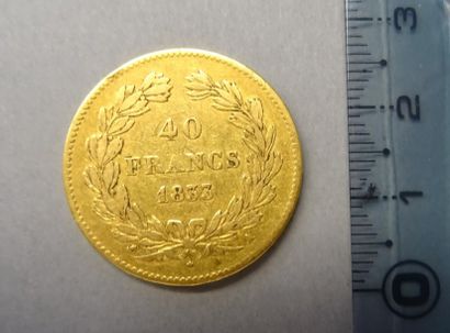 null FRANCE Une pièce de 40 Francs en or 1833, Louis-Philippe tête laurée Poids 12,8...