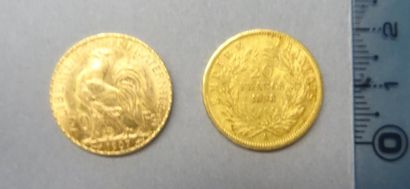 Bijoux - Joaillerie FRANCE Deux pièces de 20 Francs or - Napoléon III, tête nue,...