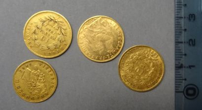 Monnaies - Médailles - Sceaux FRANCE Trois pièces de 10 Francs en or jaune 1858 Paris...