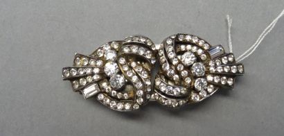 Bijoux - Joaillerie Broche "double-clip" en argent à motifs de volutes sertie de...