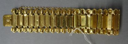 Bijoux - Joaillerie Large bracelet souple à plaquettes articulées en or jaune 18K...