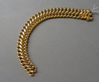 Bijoux - Joaillerie Large bracelet souple en or jaune 18K (750/°°) maille américaine...