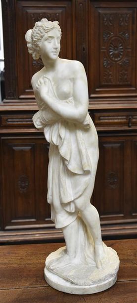 Sculptures des XIXe et XXe siècles D'après l'Antique Femme drapée au bain Statue...