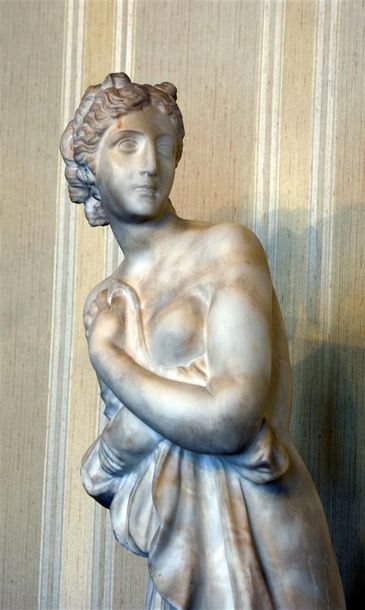 Sculptures des XIXe et XXe siècles D'après l'Antique Femme drapée au bain Statue...