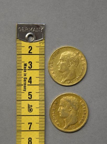 null 
FRANCE

Deux pièces en or 40 Francs 

- Napoléon Ier, tête nue Paris An 13

-...