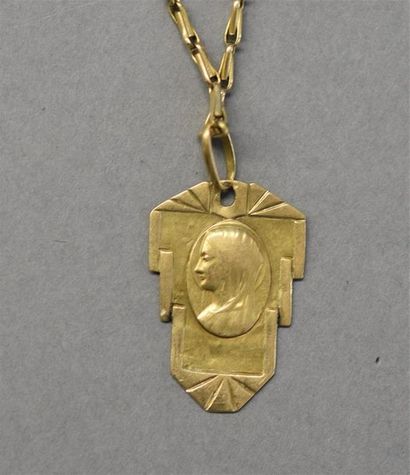 Bijoux - Joaillerie Médaille de baptême représentant le profil de la Vierge à l'avers,...