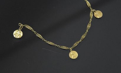 Bijoux - Joaillerie Ravissant petit bracelet en or jaune 18K (750°/°°) à maillons...
