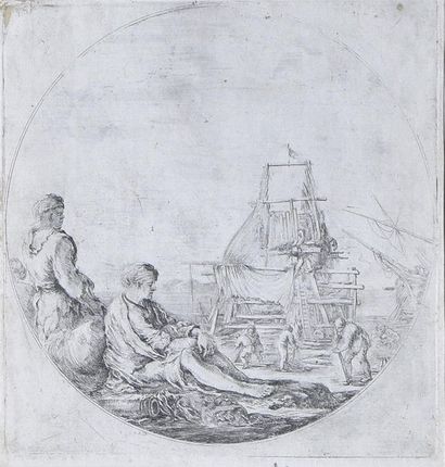 ESTAMPES Stefano DELLA BELLA (1610 - 1664) Un matelot blanc assis et un matelot nègre...