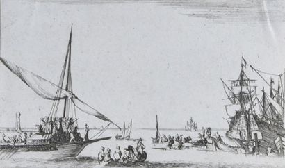 ESTAMPES Stefano DELLA BELLA (1610 - 1664) Ensemble de 8 planches. Paysages marins....