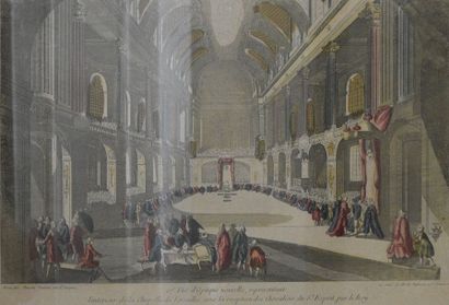 ESTAMPES Ecole FRANCAISE du XVIIIe siècle Lot de six vues d'optique: la chapelle...