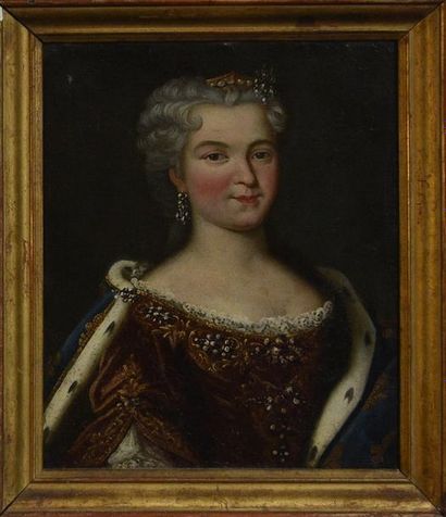 TABLEAUX ANCIENS Ecole FRANCAISE du XIXe siècle Portrait de Marie Leczinska Huile...