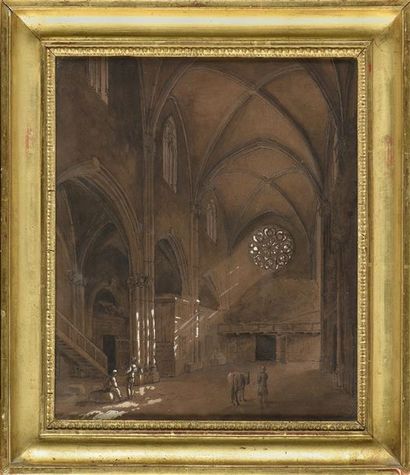 Dessins - Oeuvres sur papier Ecole FRANCAISE du début du XIXe siècle Vues de l'église...