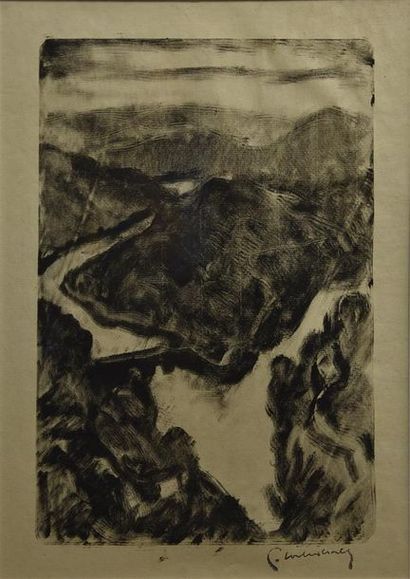 Art moderne et contemporain Pierre COMBET- DESCOMBES (1885-1966) Paysage à la rivière...