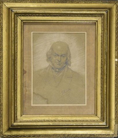 Dessins - Oeuvres sur papier J. GLENATZ (?) Portrait d'homme (Pierre-Jean de Béranger?),...