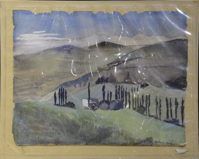 Art moderne et contemporain Pierre PELLOUX (1903-1975) Paysage de montagne Aquarelle...