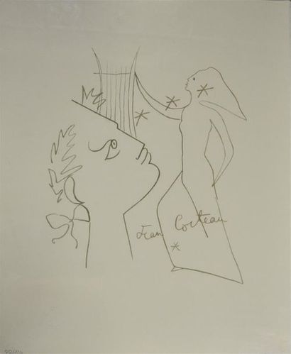 Art moderne et contemporain D'après Jean COCTEAU (1889-1963) Orphée et Eurydice Lithographie...
