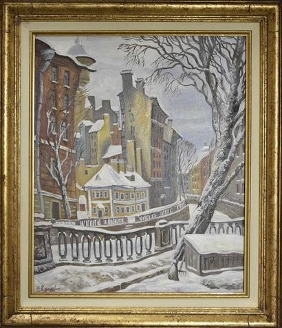 Art moderne et contemporain Eghor KOUPTSOV (Né en 1948) Canaux sous la neige à Saint-Petersbourg...