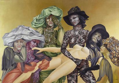 Art moderne et contemporain Michèle VAN COTTHEM (née en 1939) Mannequins aux dentelles,...