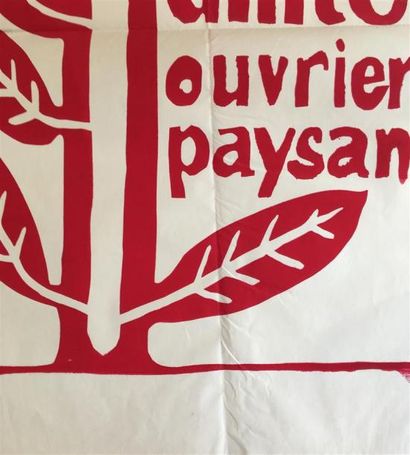 null "Unité Ouvriers Paysans"
Sérigraphie monochrome rouge sur papier non entoilé
Tampon...