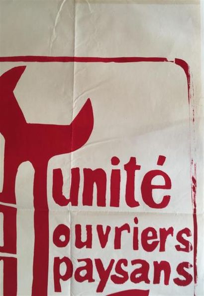null "Unité Ouvriers Paysans"

Sérigraphie monochrome rouge, sur papier non entoilé

Tampon...