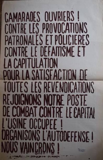 null 
Lot d'affiches comprenant :


- "Participation gaulliste"


Tampon "ECOLE Nle...