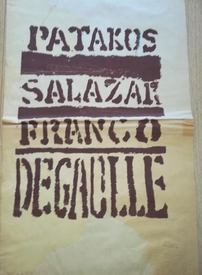 null "Patakos Salazar Franco De Gaulle"

Sérigraphie en marron sur papier non entoilé

Pliure...