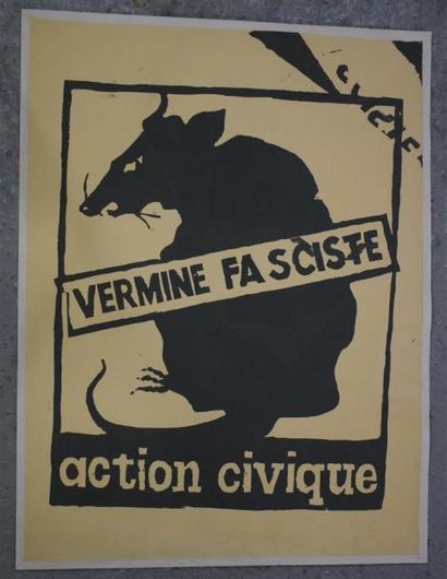 null "Vermine fasciste - Action civique"

Sérigraphie en gris foncé sur papier entoilé...